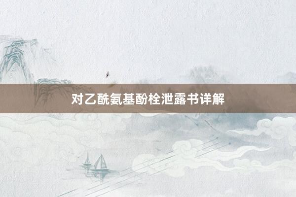 对乙酰氨基酚栓泄露书详解